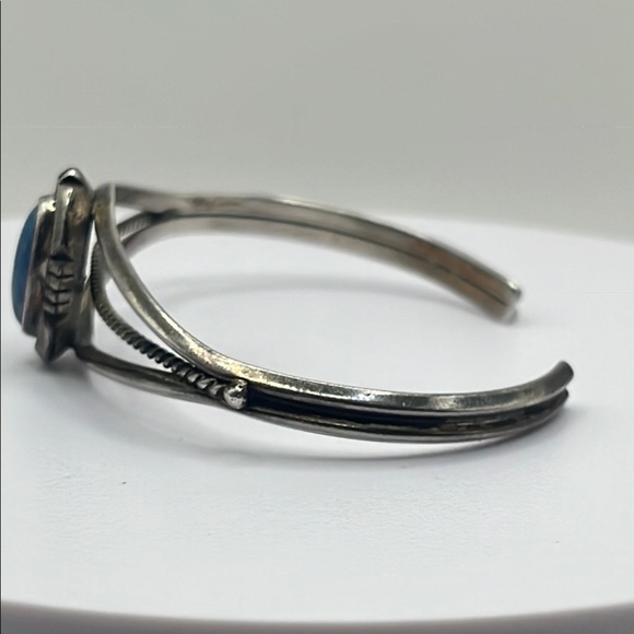 VINTAGE Leonard & Marian Nez Navajo Sterling Lapis Lazuli Cuff Bracelet - Picture 5 of 11